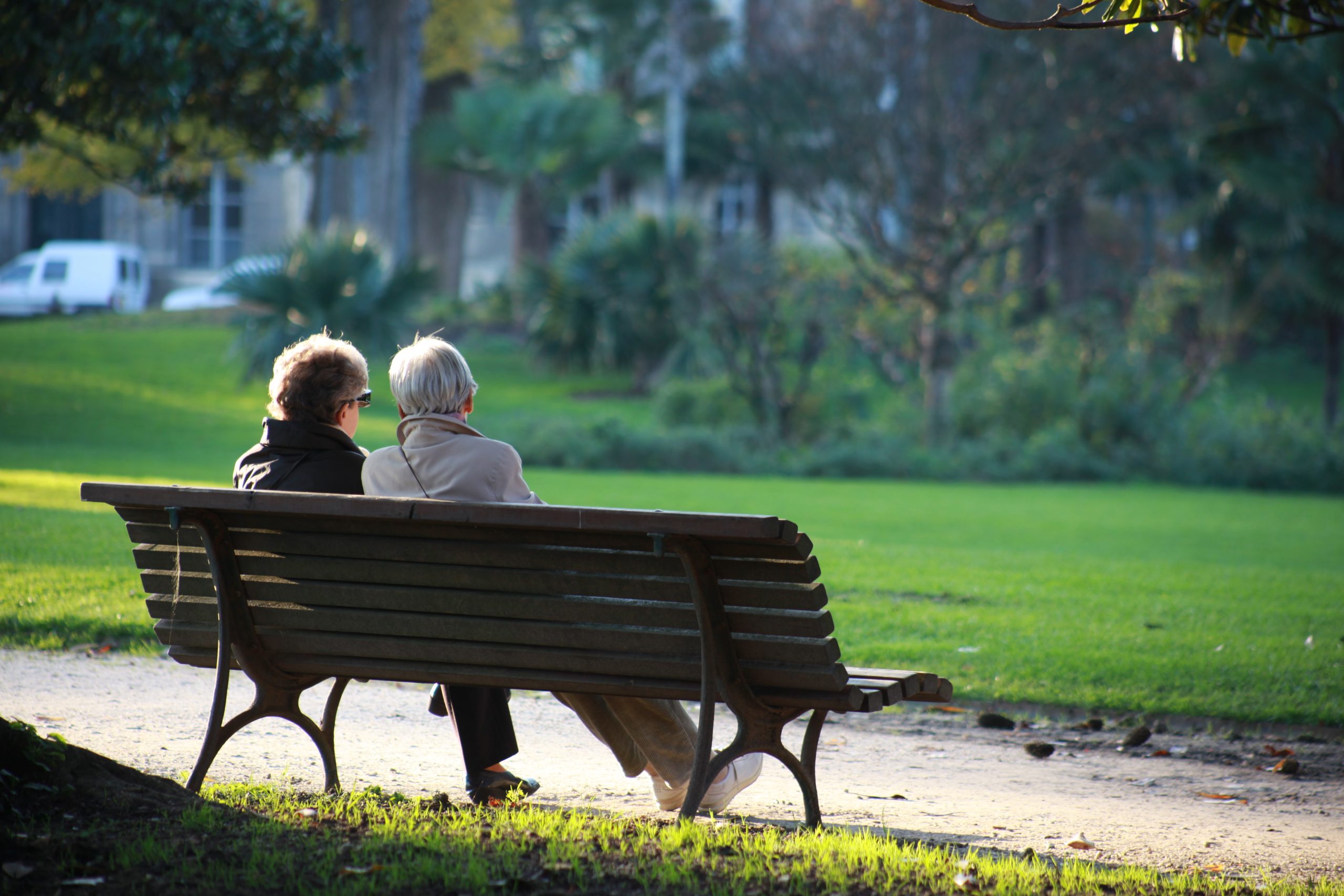 Seniors on Park Bench